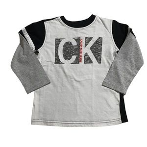 CALVIN KLEIN Boys Black & White Graphic CK Logo Long Sleeve T-Shirt Size 4T
